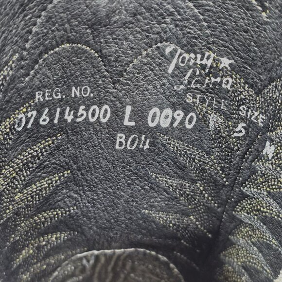 Vintage Tony Lama Exotic Yellow Black Python Snake Cowboy Boots Womens 5 Western - Picture 8 of 15